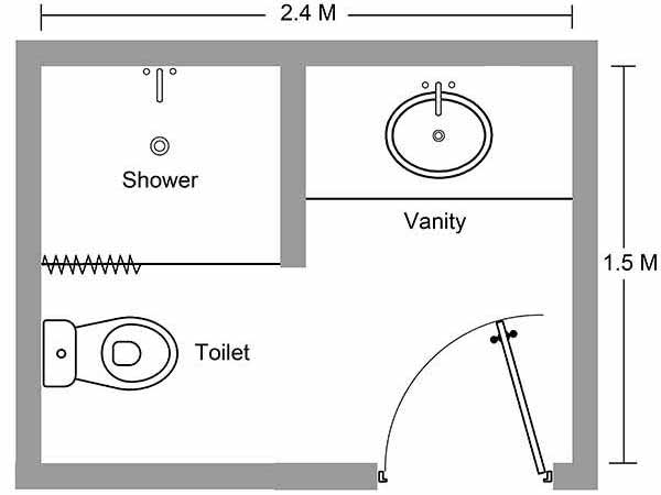 Compact bathroom design with vanity