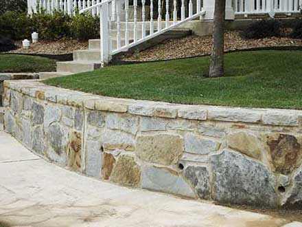 A typical stone retaining wall